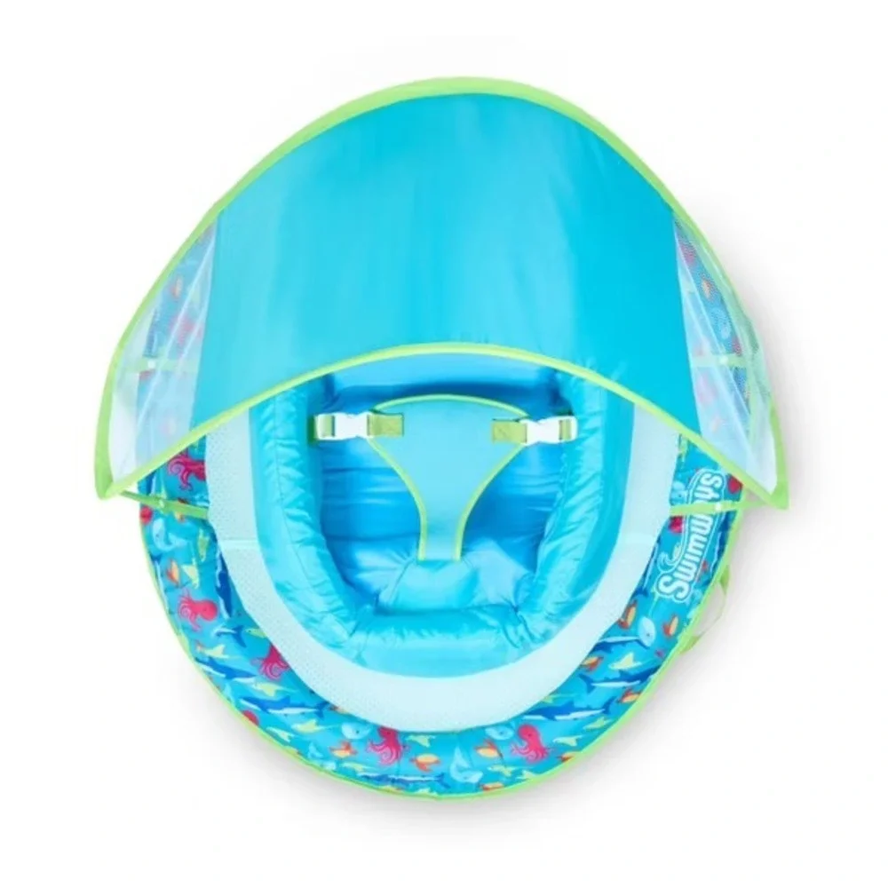 Swimways Premium Infant Baby SpringFloat Adjustable Sun Canopy Green & Blue 3+M‎